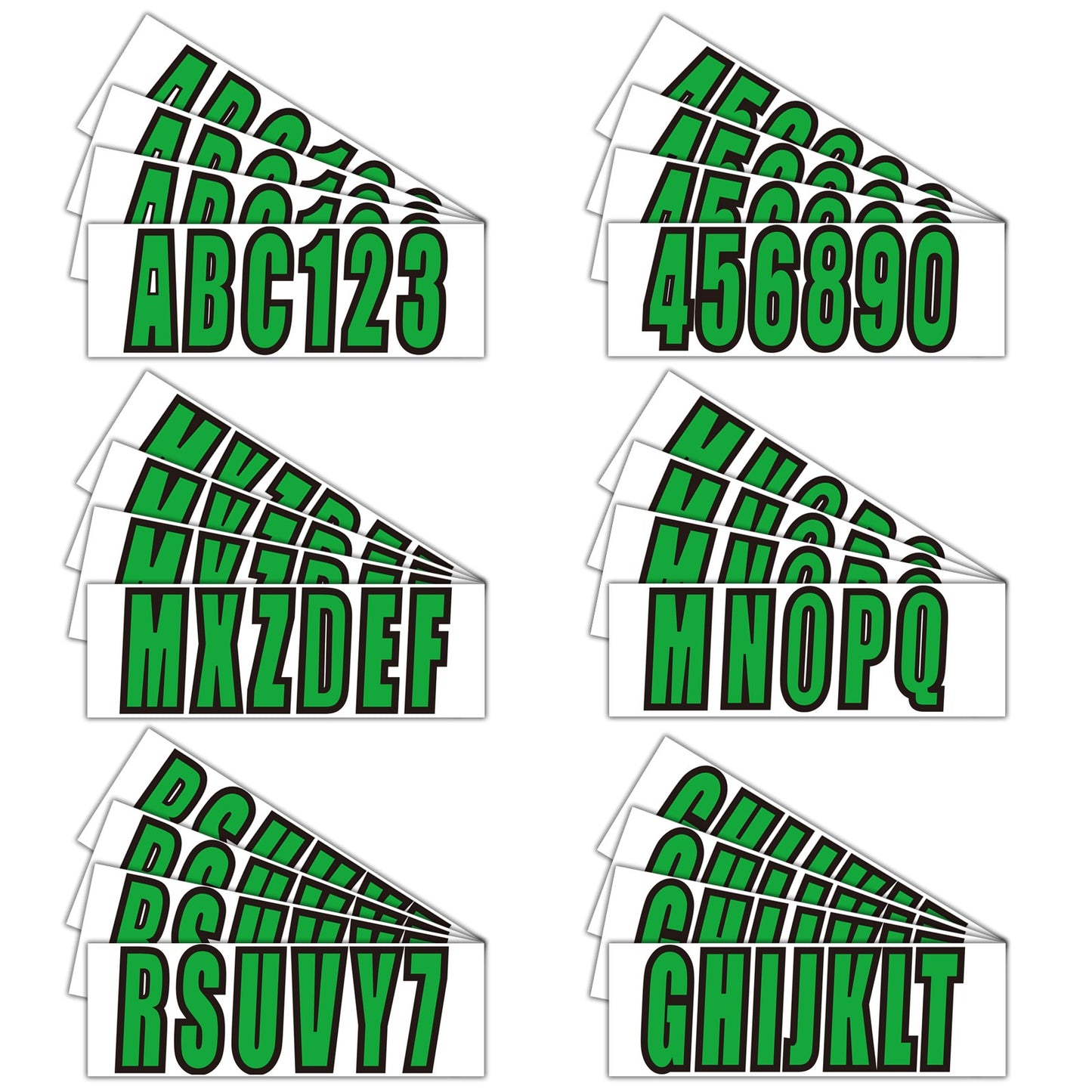 Set of 4 Green Marine Boat Decals A-Z & 0-9 Numbers (For Customization)