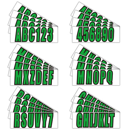 Set of 4 Green Marine Boat Decals A-Z & 0-9 Numbers (For Customization)