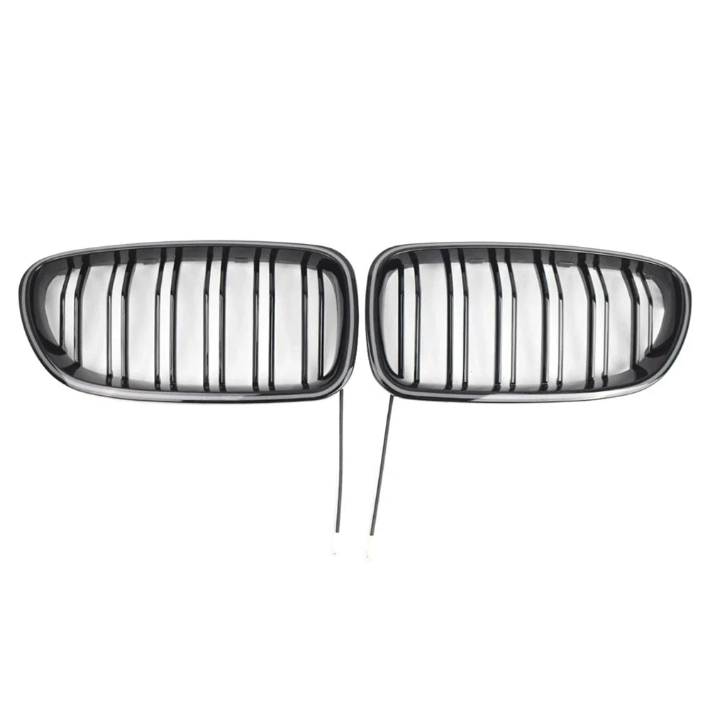 Glossy Black Front Kidney Grille with Light Strip for BMW 5-Series (2010-2016)