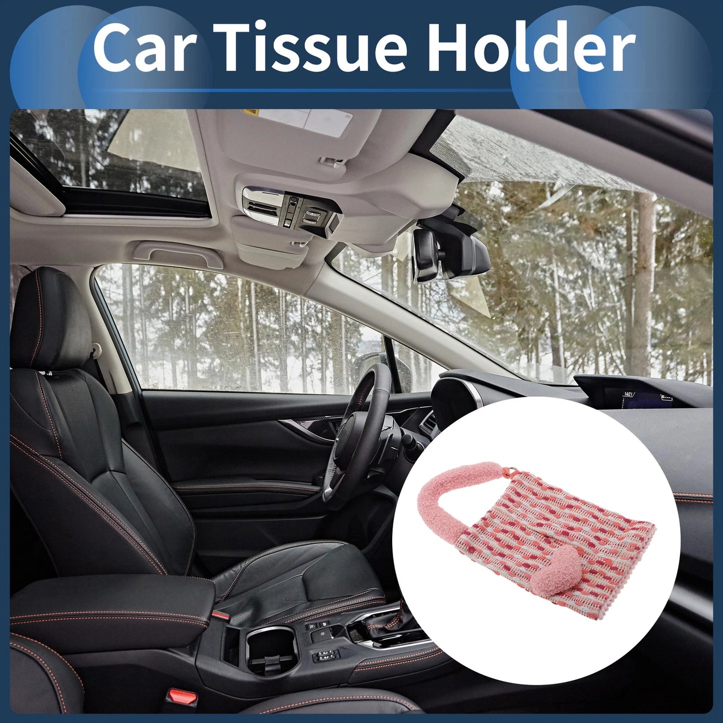 Tissue Holder for Car - Jacquard Woven Love Heart Plush (15.35"x6.69"x1.57")