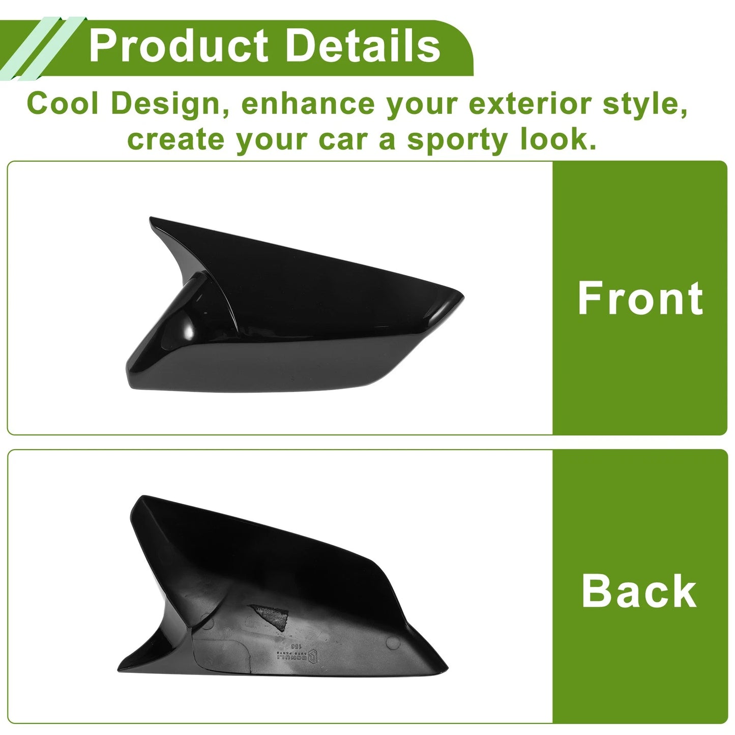 1 Pair Mirror Cover Cap for Chevrolet Malibu (2016–2020) Gloss Black