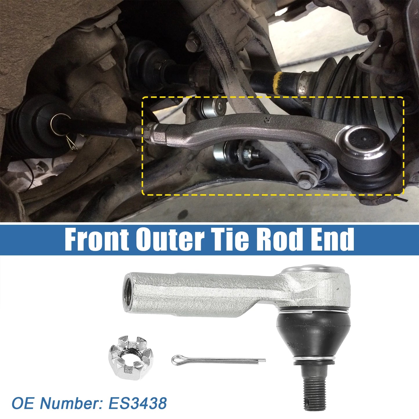 2X Front Outer Tie Rod End Links ES3438 for Nissan Altima (2002–2006)
