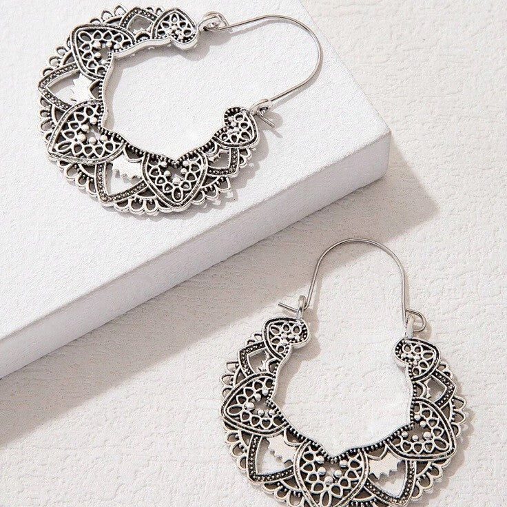 Set of 2 Boho Vintage Style Dangle Drop Hook Earrings for Women