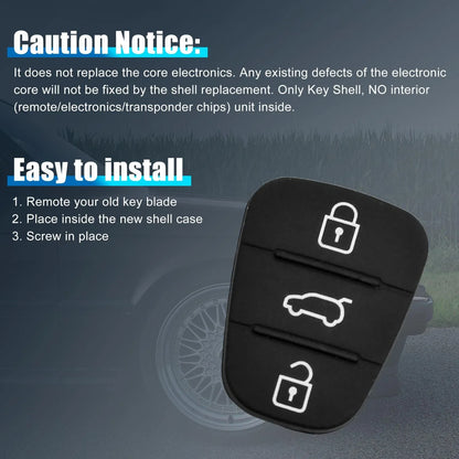 Hyundai 3 Button Key Fob Shell Case Rubber for Replacement ()