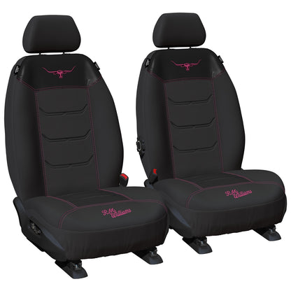 Set of 2 Front Car Seat Covers for Universal Fit (Mesh Black Pink)