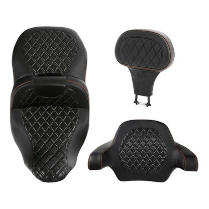 Driver Passenger Seat Backrests Pads for Harley Touring Road Glide (2014-2023)