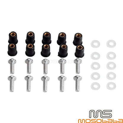 10 x M5 Stainless Steel Screws for Motorcycles Windshield Fairing Bolts