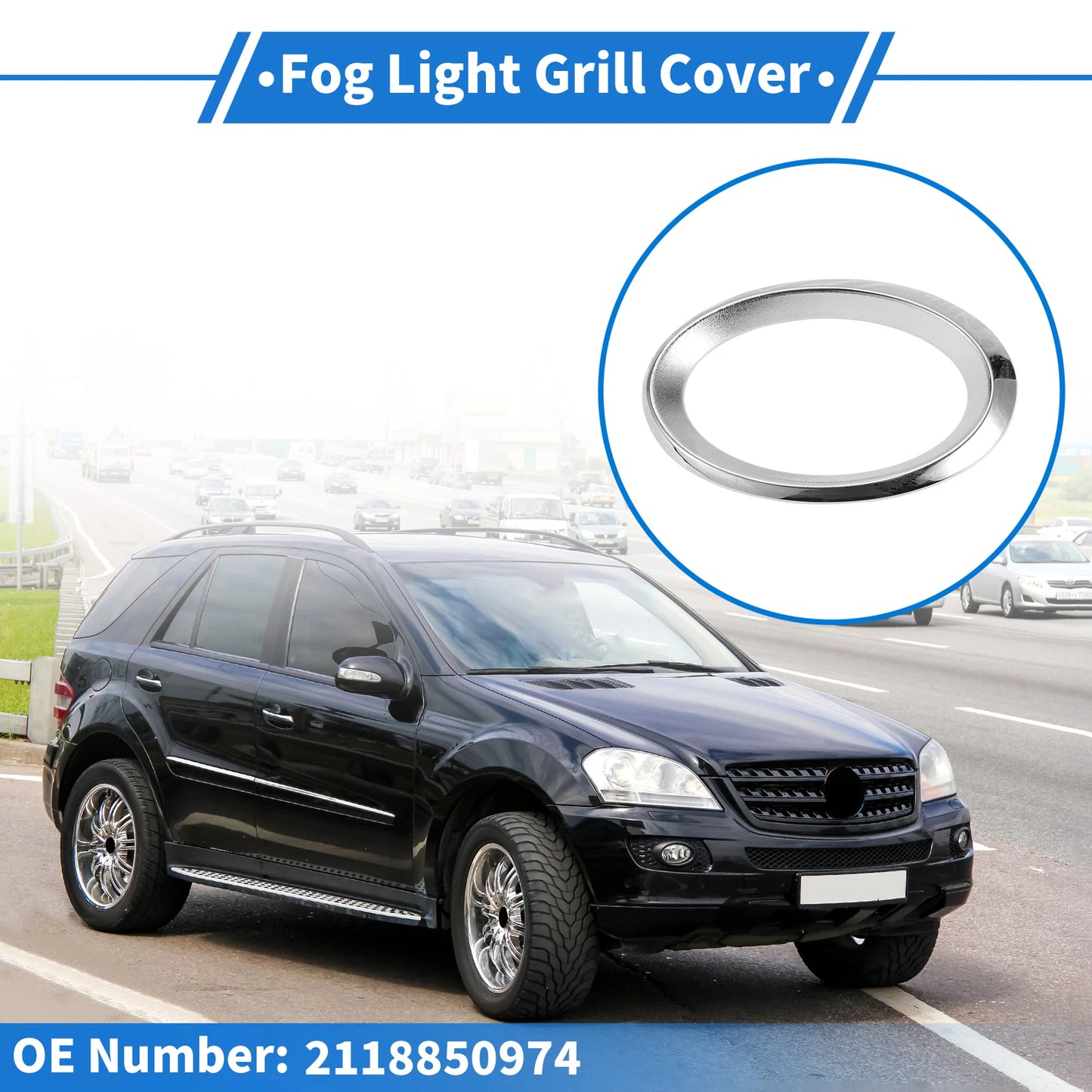 1 Pc Fog Light Grill for Mercedes-Benz (2003–2009) No. 2118850974 Silver Tone