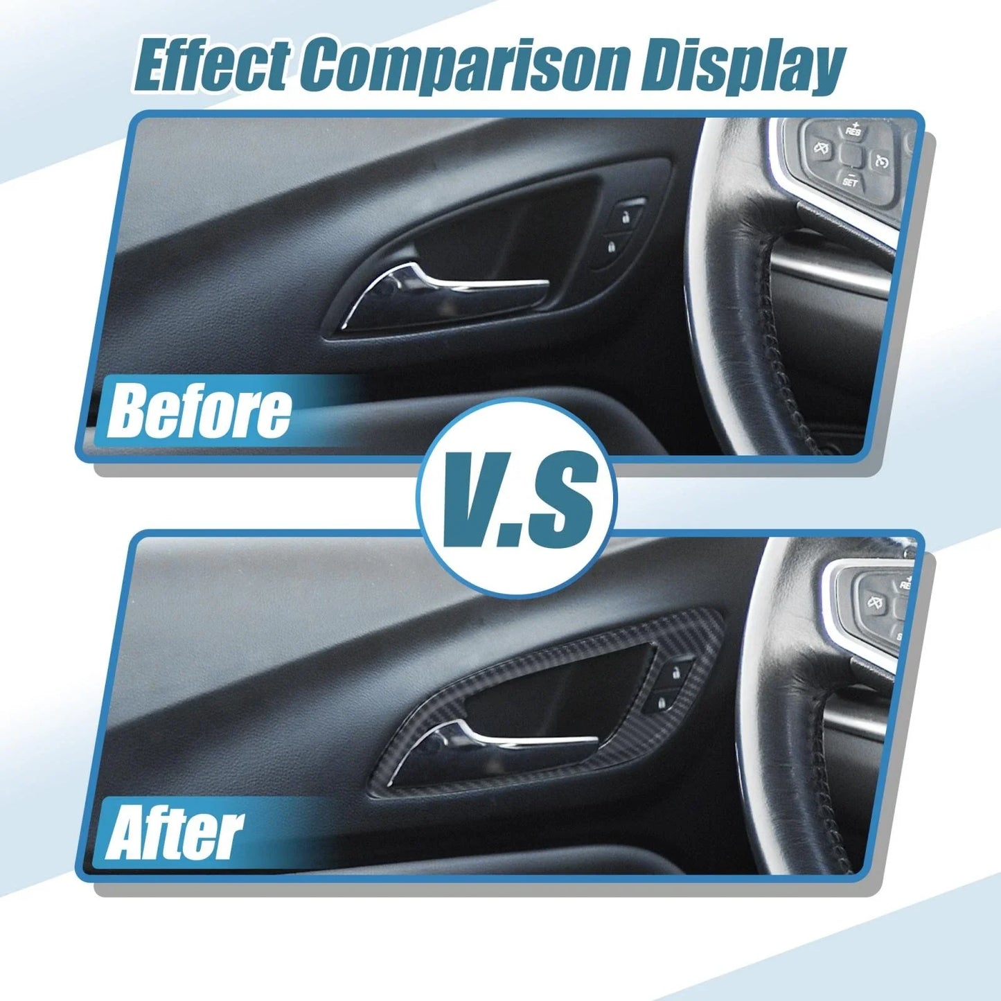 2 x Black Inner Front Door Handle Patch Covers for Chevrolet Colorado (2015-2022)