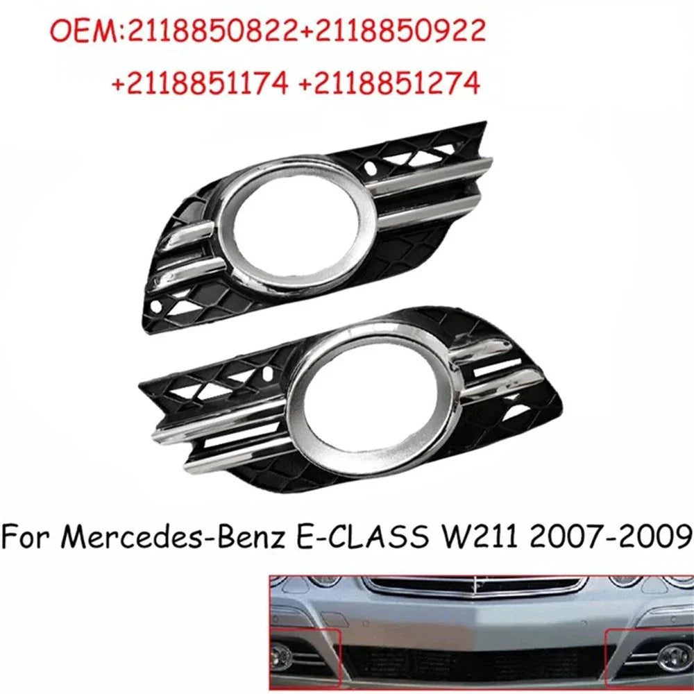 Front Fog Light Bumper Grill Trim Cover for Mercedes-Benz W211 (2003-2009)