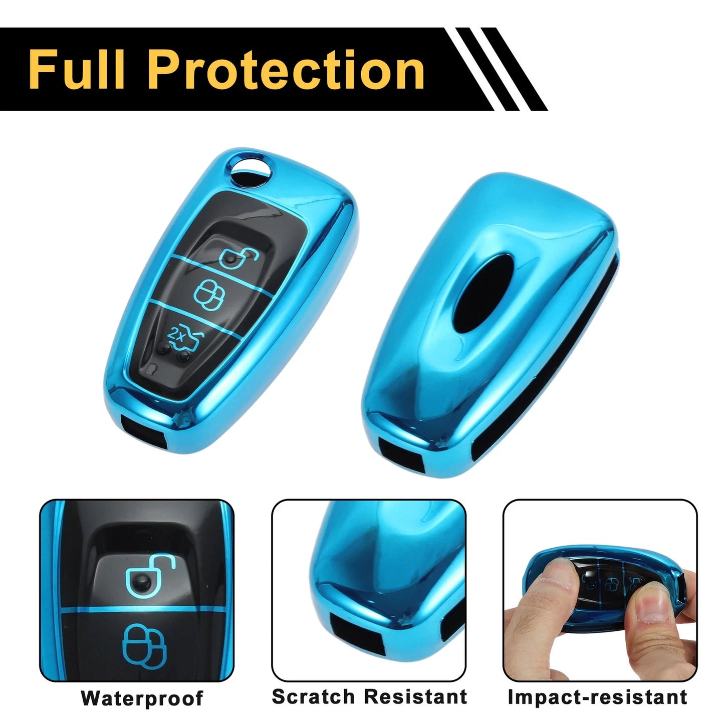 TPU Silicone Car Key Case for Ford Mondeo (2015–2021) - 3 Buttons
