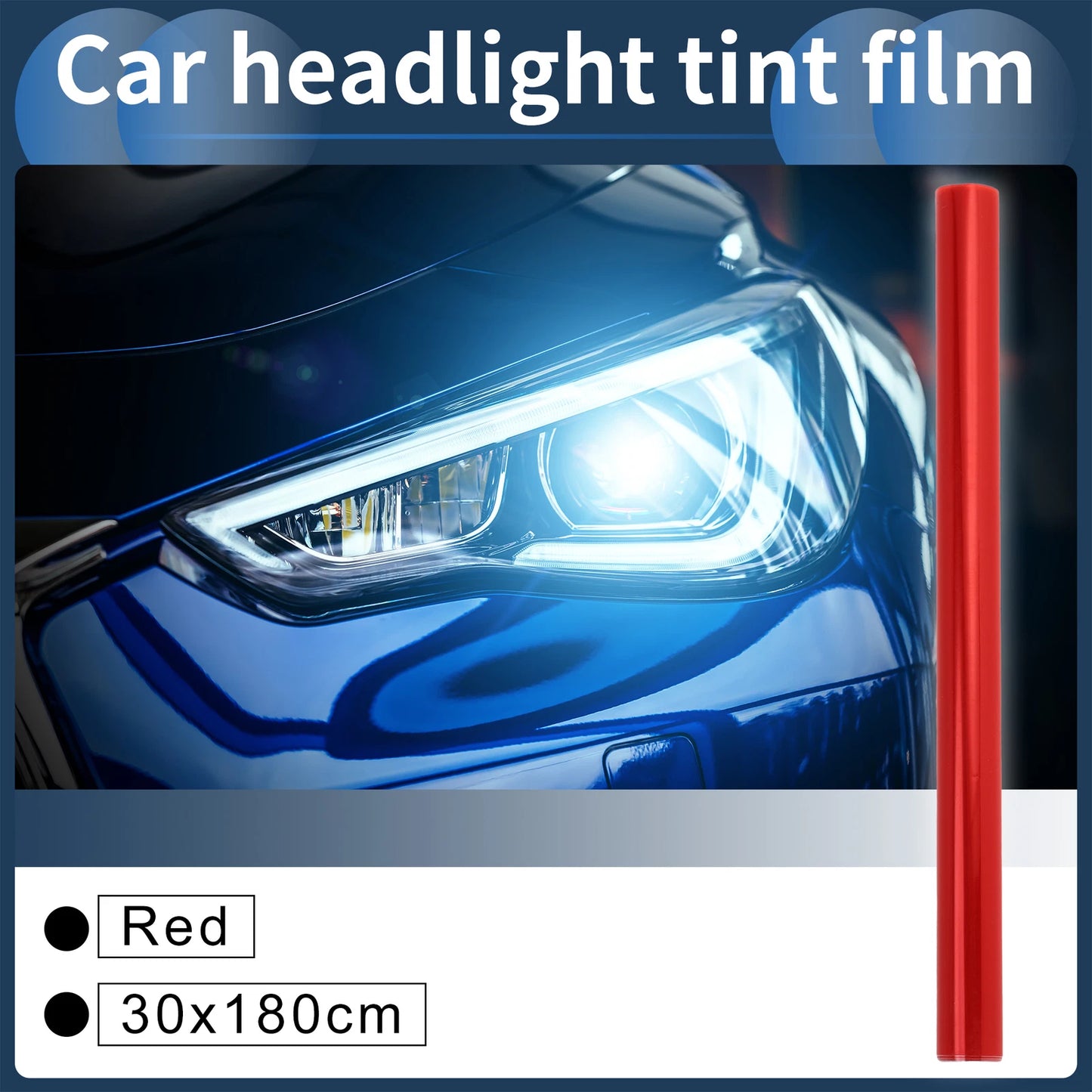 Headlight Taillight Tint Film for Universal Cars (70.87"x11.81") Red 1 Pc