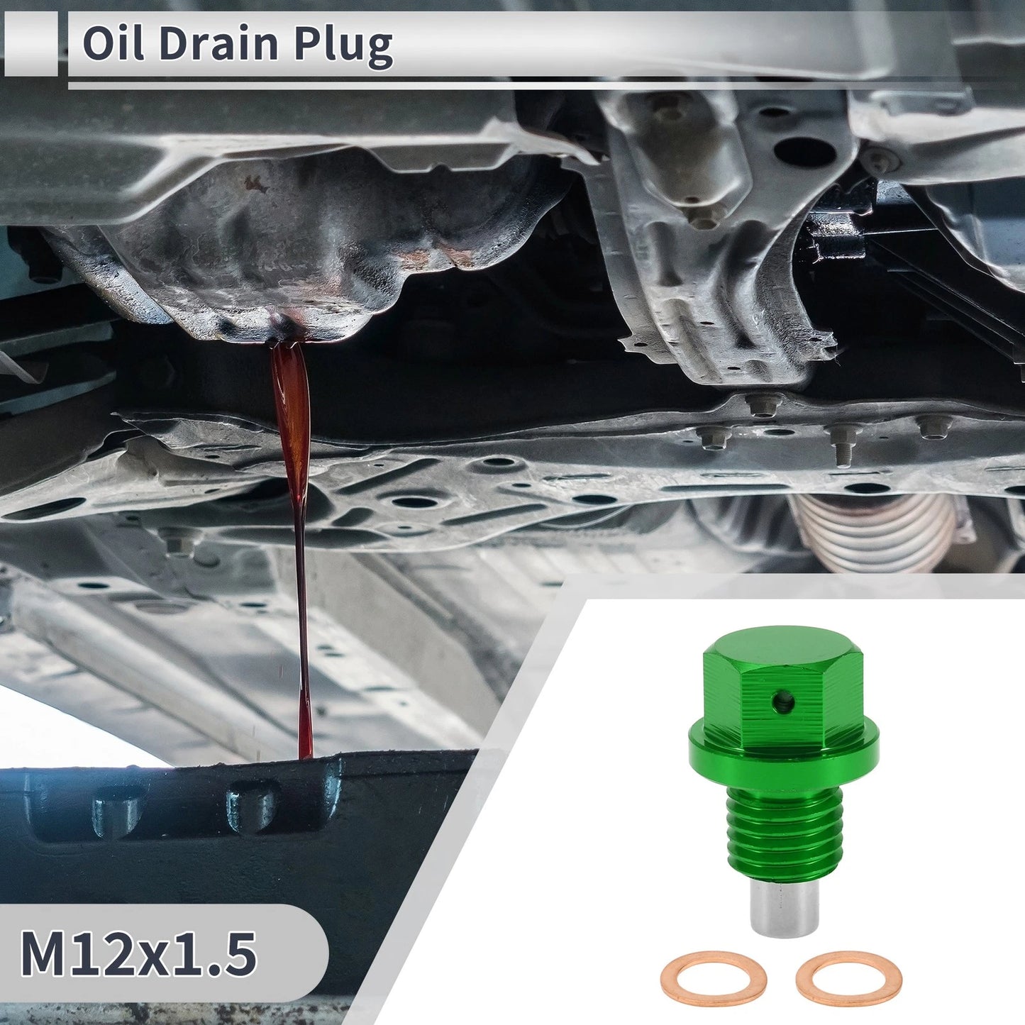 Set of 1 M12x1.5 Engine Oil Drain Plug with Gasket for Car Motorcycle Boat