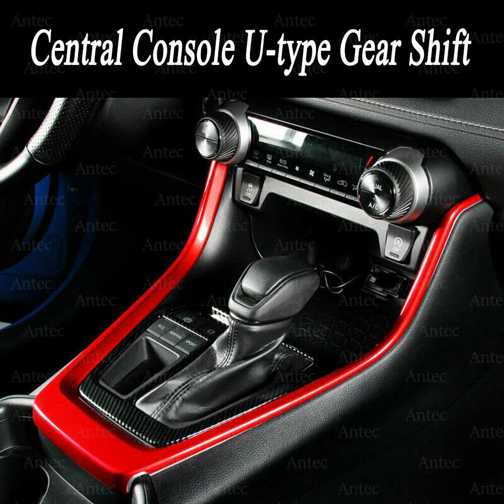 Red / Console Gear Shift Frame Trim Cover for Toyota RAV4 (2019–2023)