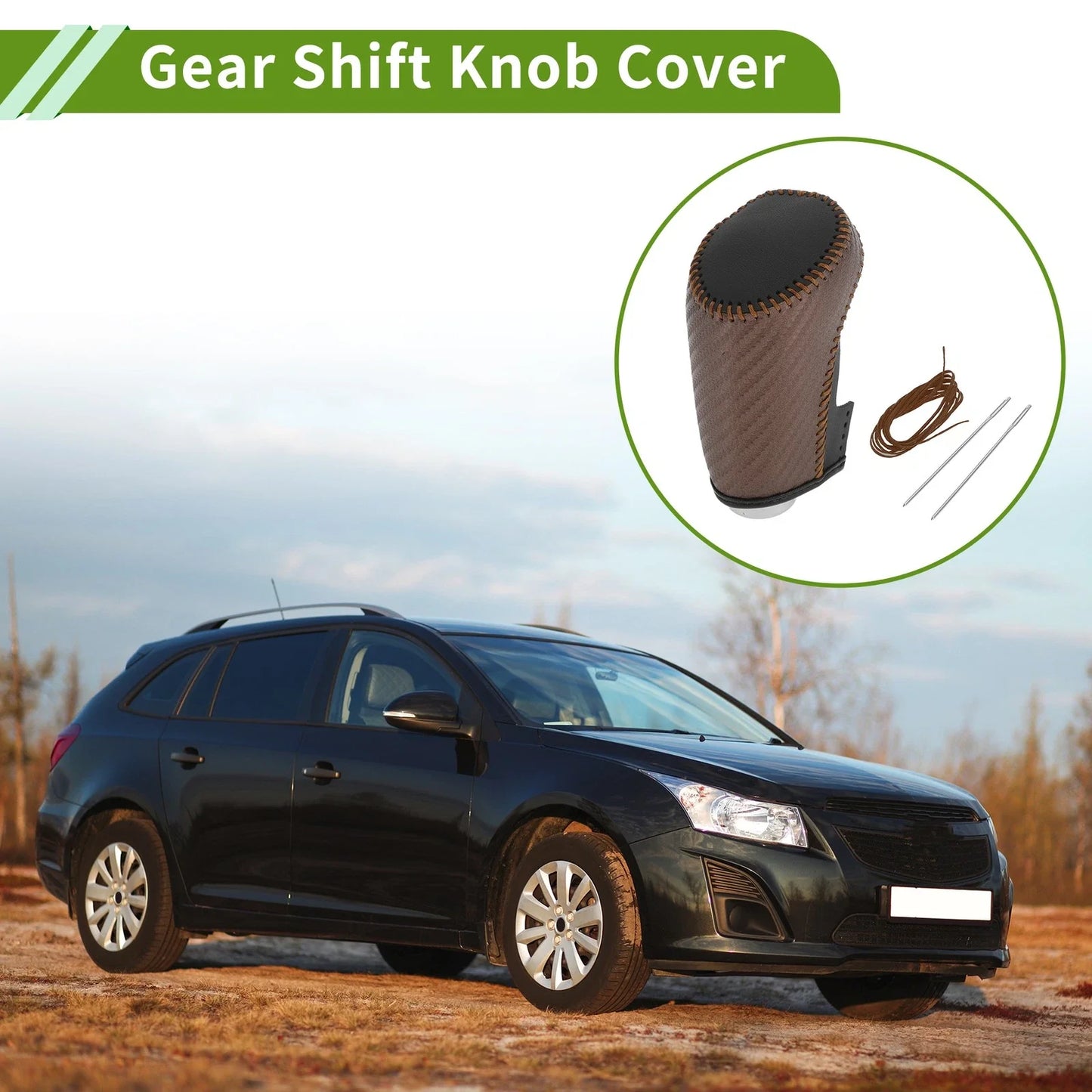 Gear Shift Knob Cover for Chevrolet Malibu Brown Carbon Fiber (2016-2023)