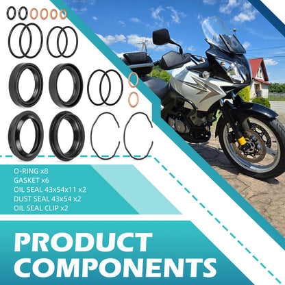 Fork Dust Oil Seal O-Ring Kit for Suzuki V-Strom 650 (2004–2011)