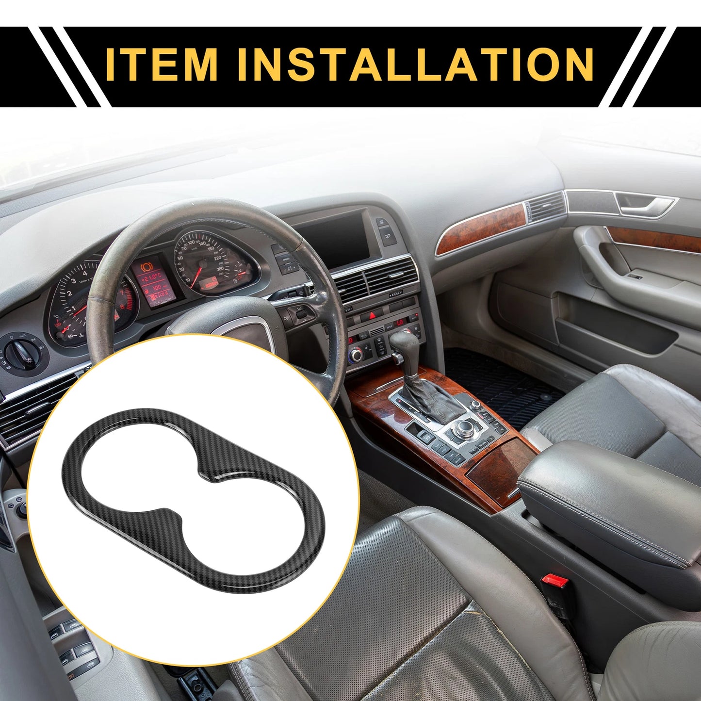 Carbon Fiber Pattern Cup Holder Trim for Ford F-150 (2021–2024)