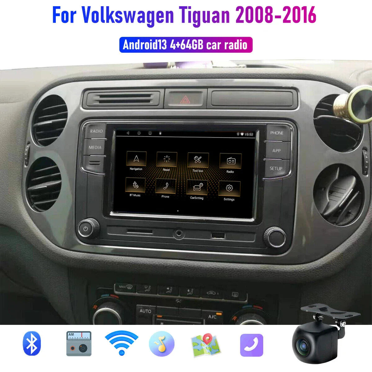 Wireless CarPlay Android Auto Head Unit for Volkswagen Tiguan (2008-2016)
