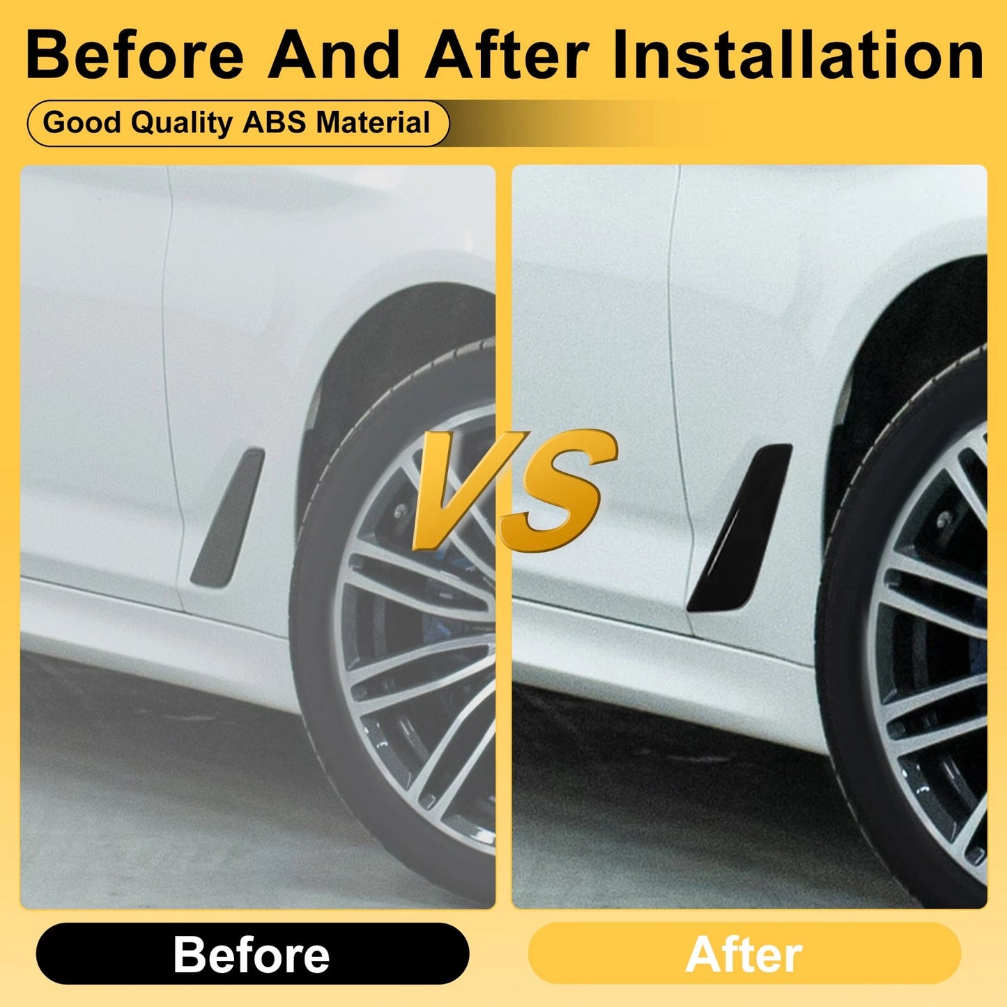 Set of 2 Air Flow Fender Vent Cover Trim for BMW 530e Sedan (2018–2023) Glossy Black