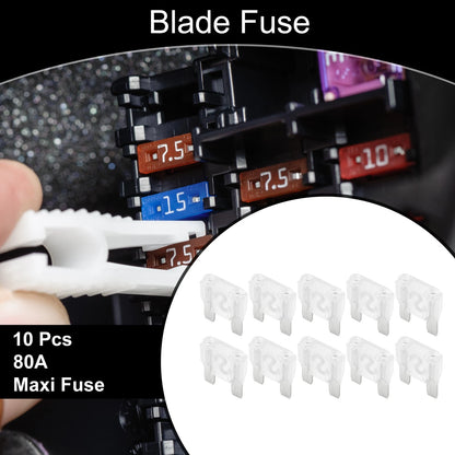 Set of 10 Maxi Fuse 80A Blade Fuses for Car Boat Truck RV Motorcycle