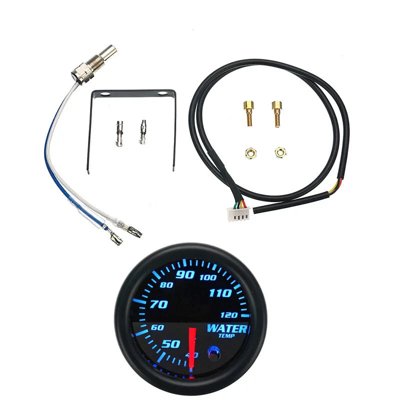 52mm Water Coolant Temperature Gauge with 7 Colors Backlight for Universal AU