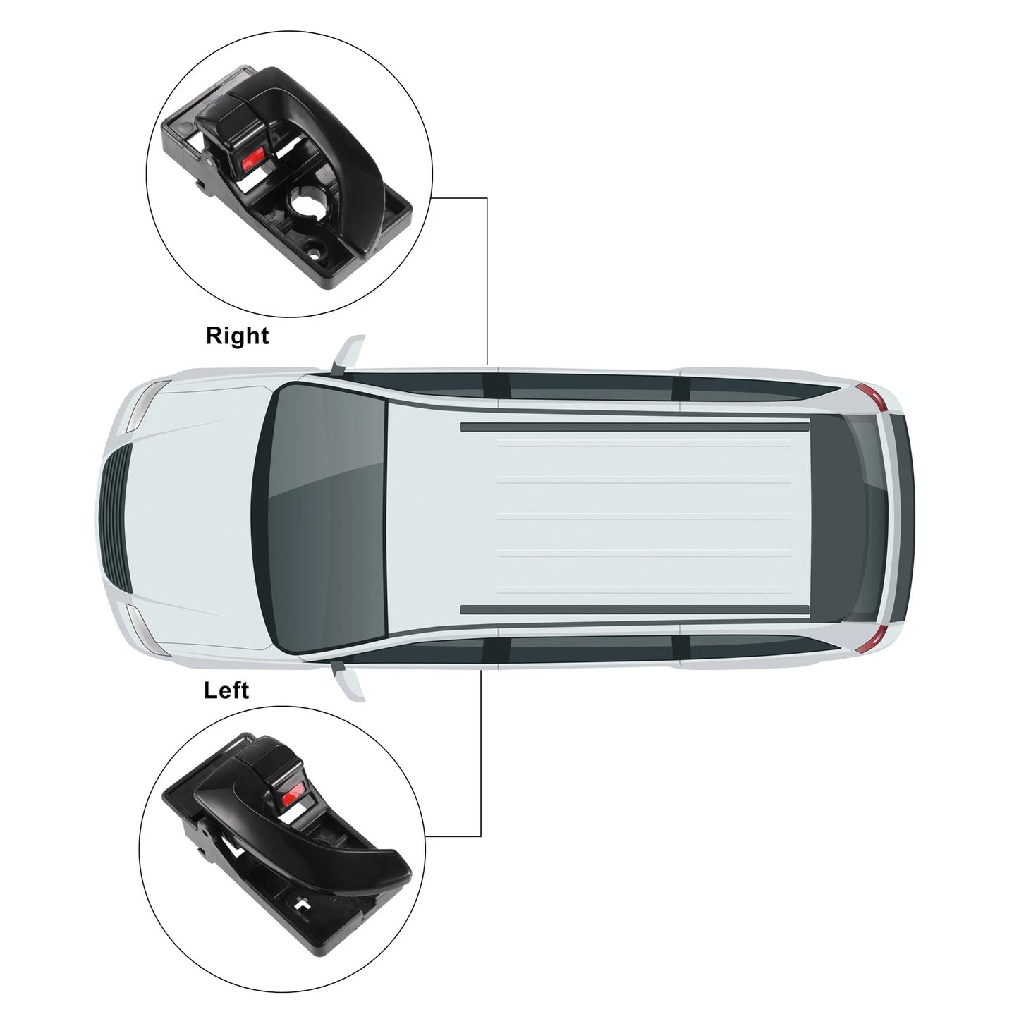 2 Pair Interior Door Handle for Hyundai Tucson (2005–2009) Black