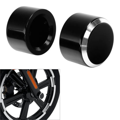 Black Front Axle Nut Covers for Harley Electra Road Glide Sportster