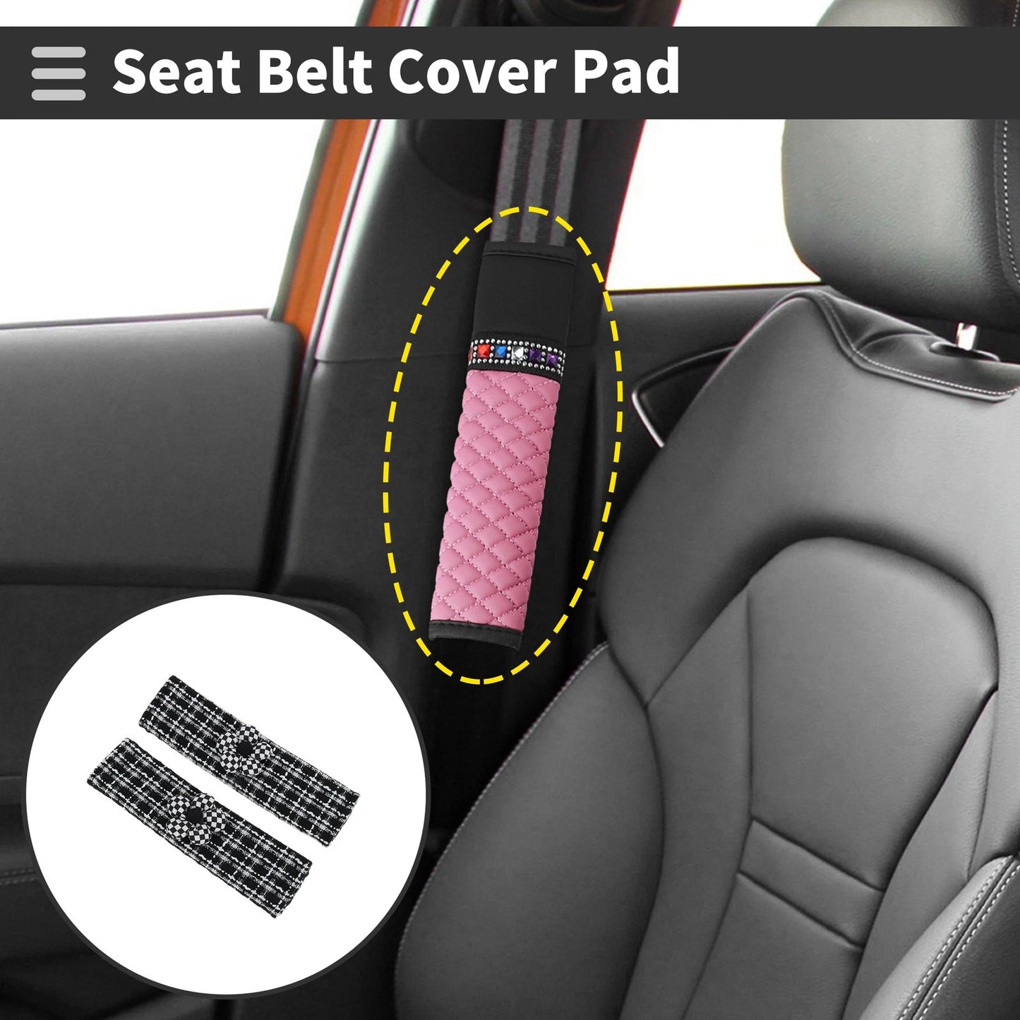 Set of 2 Seat Belt Cover Pads for Universal Fit (23.5cm)