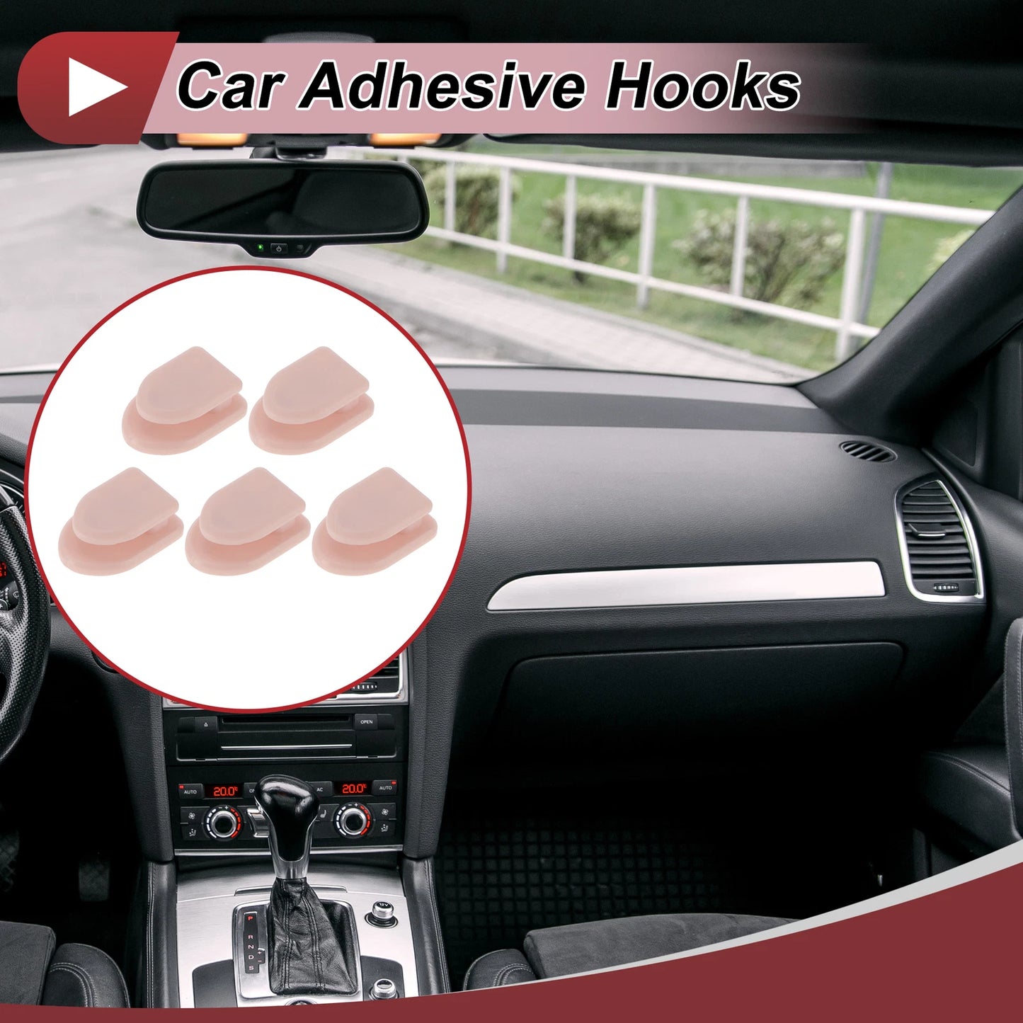 5 Pcs Universal Car Storage Hooks for Purses Bags Keys (Light Pink)
