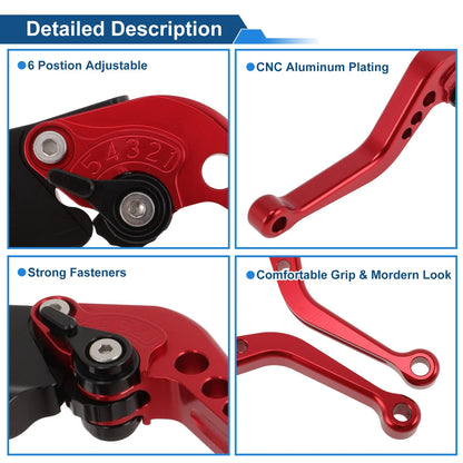 Short Brake Clutch Levers Set of 2 for Yamaha MT-10/FZ-10 (2017–2021) Red