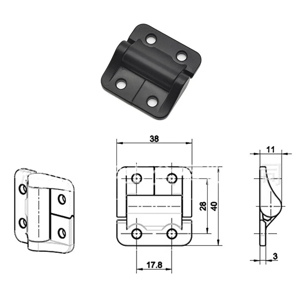 Constant Torque Hinge 1.0 N•m 1.57 X 1.50 Inch 4 Holes Black