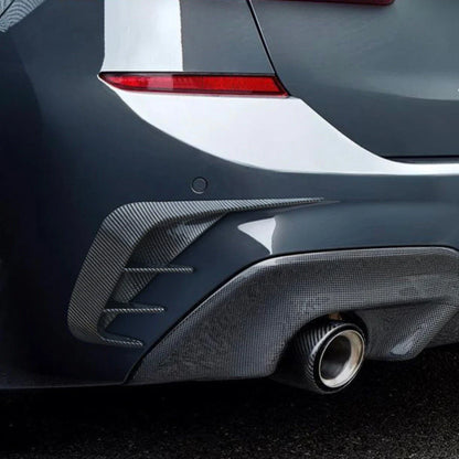 Black Carbon Style Trim Canards for BMW 3-Series Estate (2019–2022)