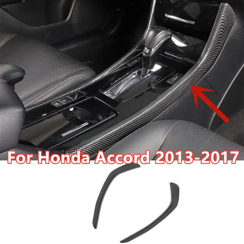 2 x Carbon Fiber Center Gear Shift Side Strip Trim for Honda Accord (2013–2017)