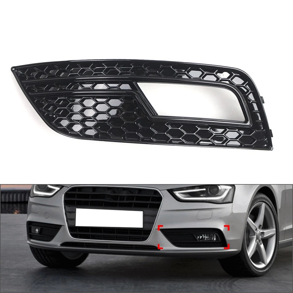 2X Front Bumper Fog Light Grille Cover with Chrome Ring for Audi A5 (2008–2011)