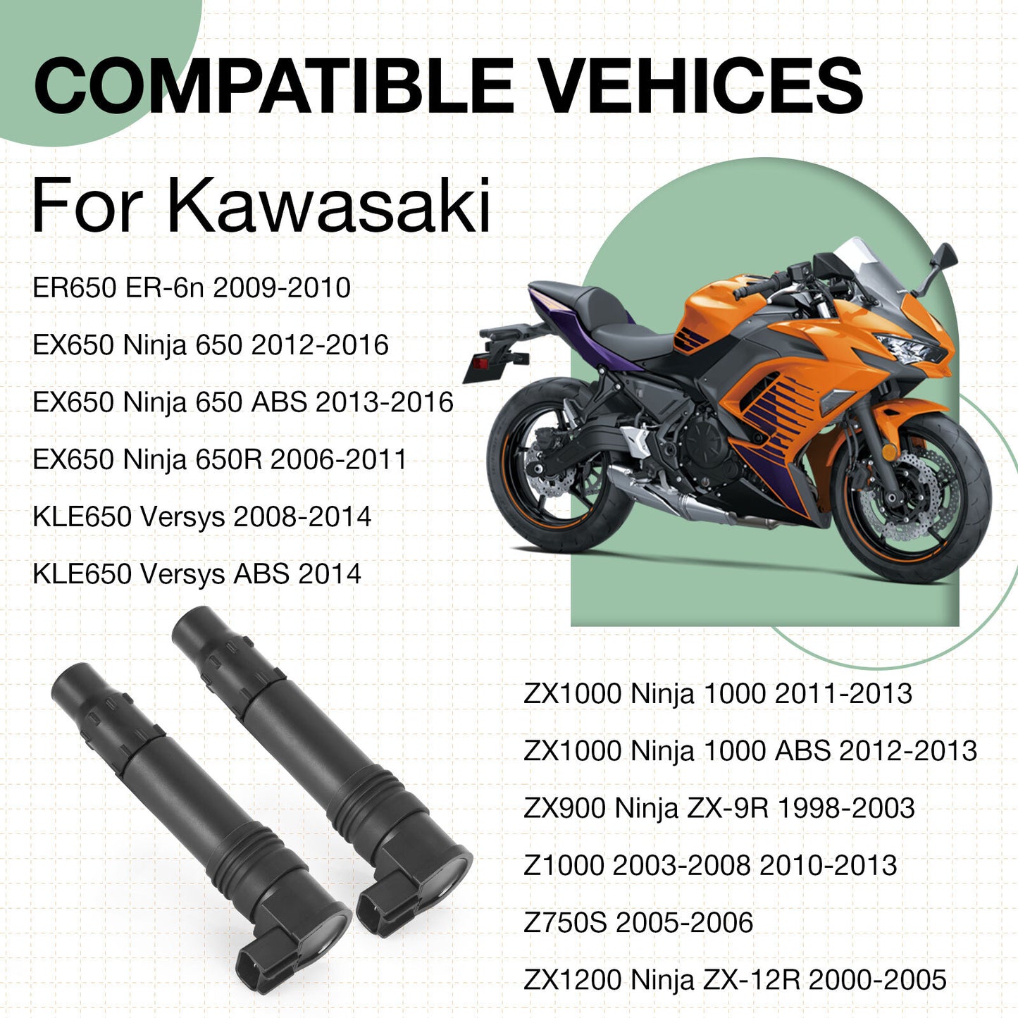 2 Ignition Coils for Kawasaki Versys 650 (2008–2014)