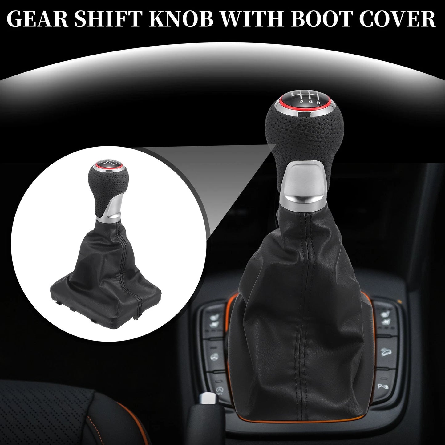 6 Speed Manual Gear Shift Knob with Dust Cover for Audi A6 (2004–2008)