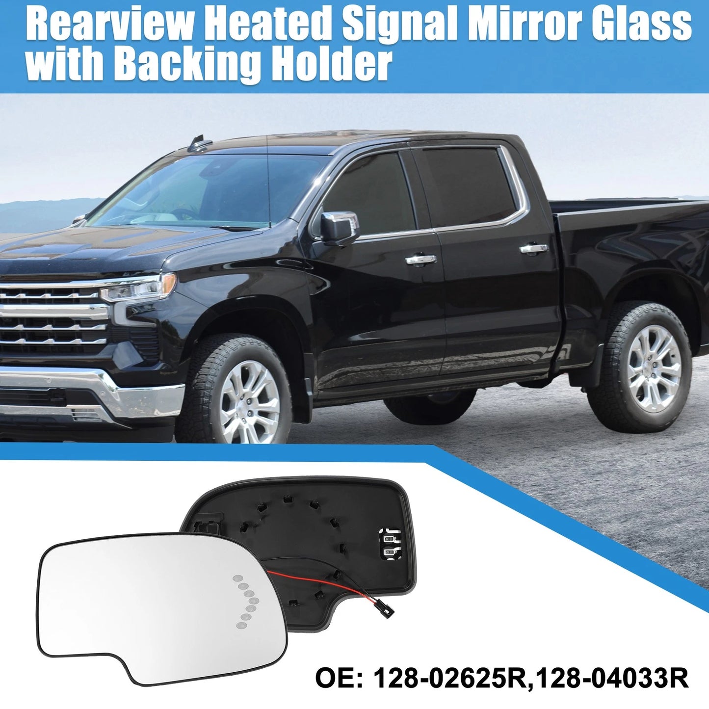 Right Rearview Heated Mirror Glass for Chevy Silverado Avalanche Suburban (2007–2014)