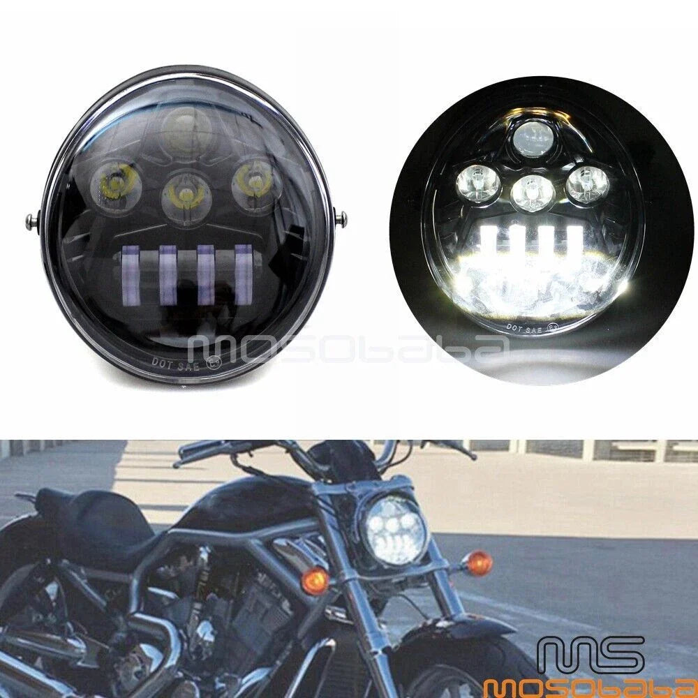 DOT LED Headlight w/ DRL for Harley VRSC VRSCA VRSCAW VRSB VRSF (2002-2023)