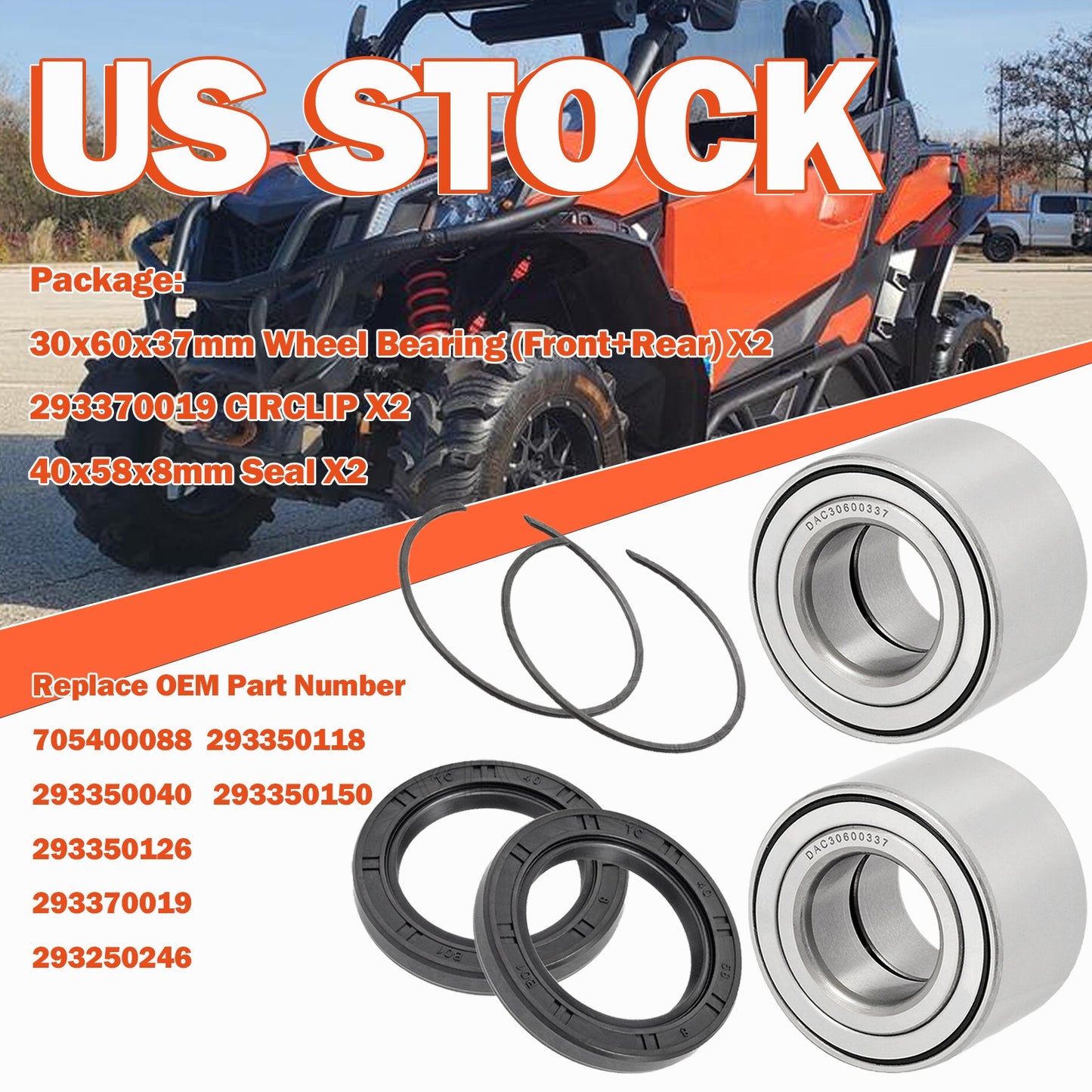 2 Wheel Bearings & Seals for Can-Am Renegade/Commander/Maverick (2011–2023)