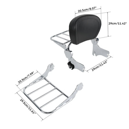 Chrome/Black Sissy Bar Backrest Luggage Rack for Harley Touring (1997-2008)