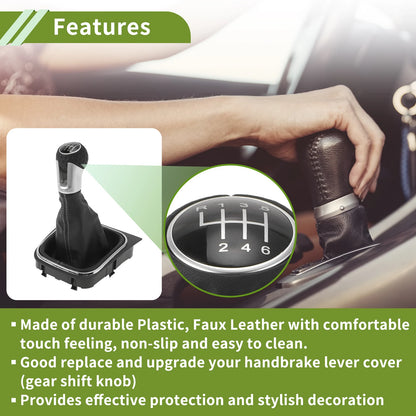 6 Speed Gear Shifter Knob with Cover for VW Golf MK5 (2004–2009)
