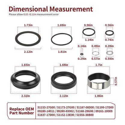 Fork Bushings and Seals Kit for Suzuki GSXR600 GSXR750 (2004–2005)