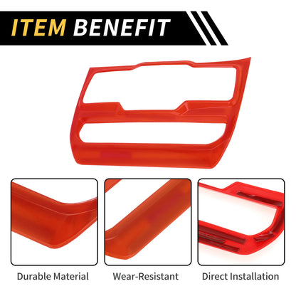 Dashboard Center Console Window Control Panel Cover for Jeep Wrangler JL (2018–2023) Red