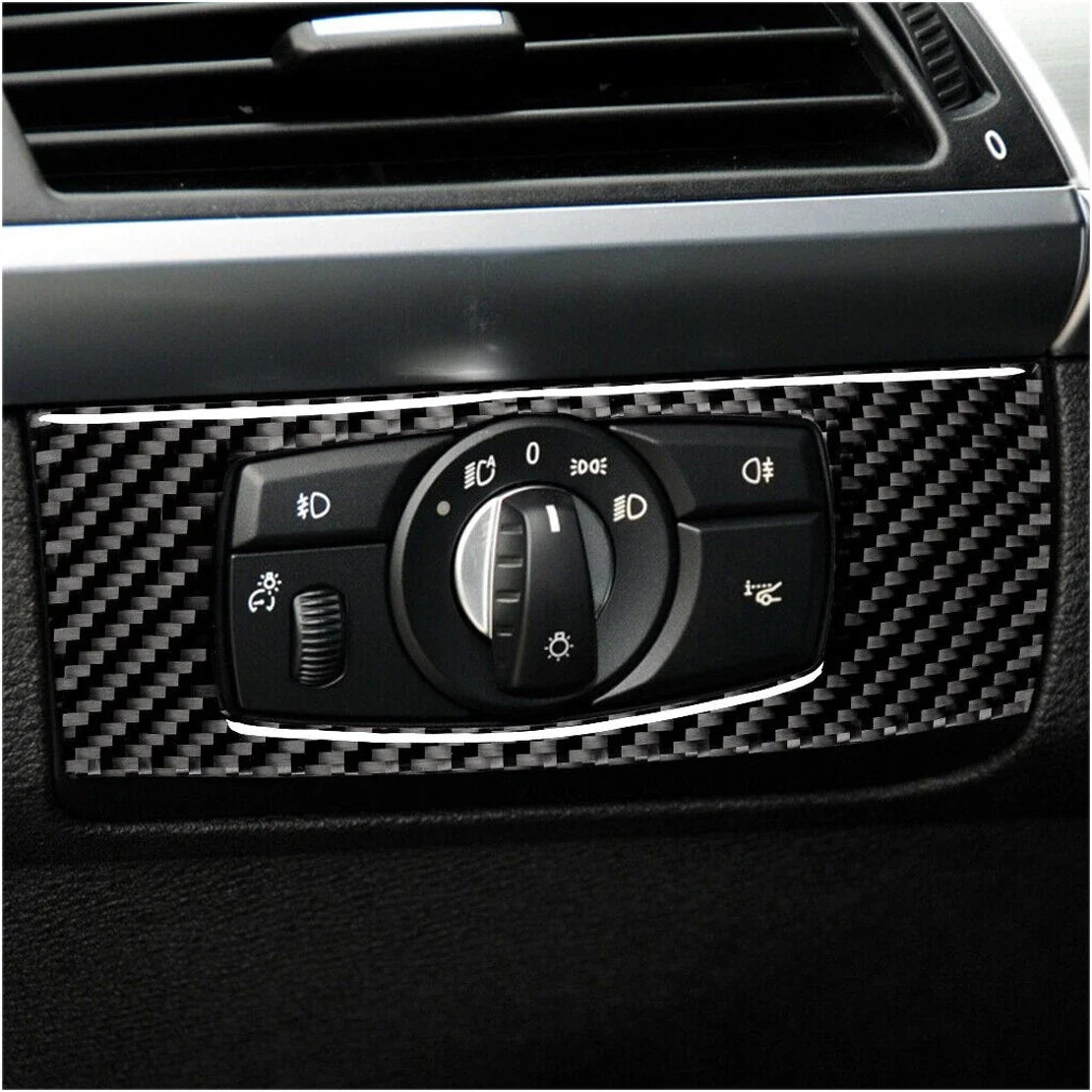 Carbon Fiber Headlight Button Cover for BMW X5 E70, X6 E71 (2008-2013)