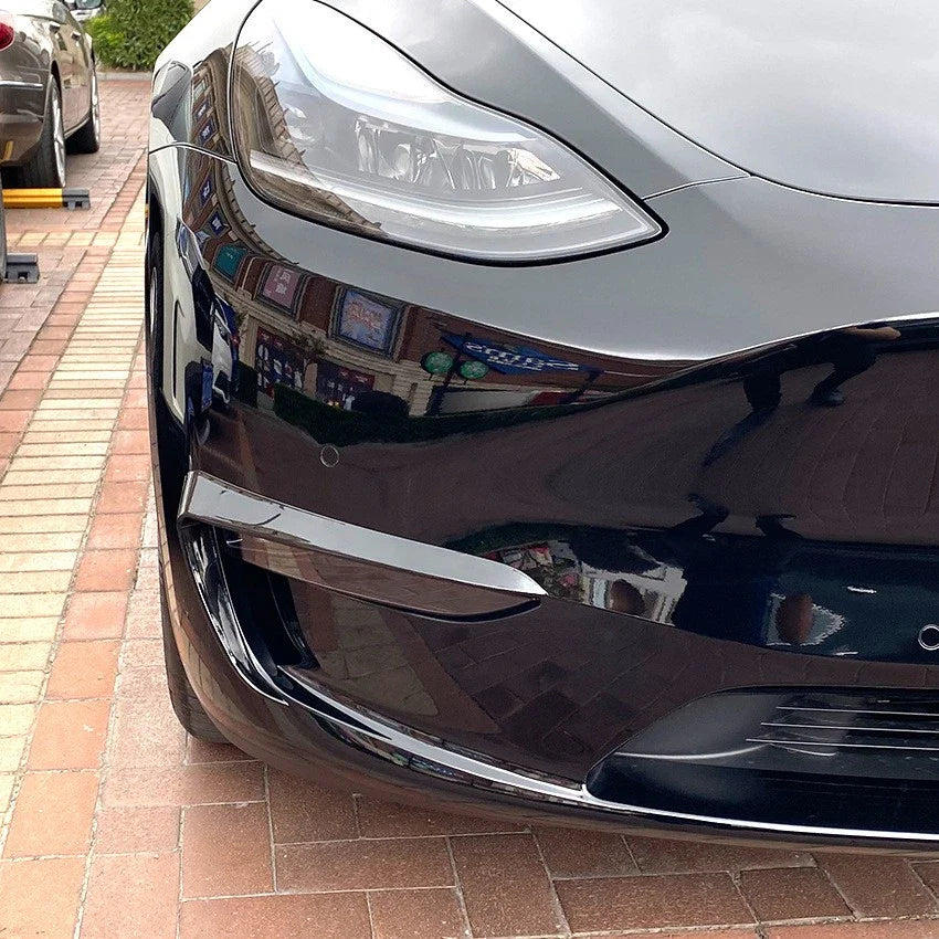 Black Front Bumper Side Canards Covers Trims for Tesla Model Y (2020–2024)
