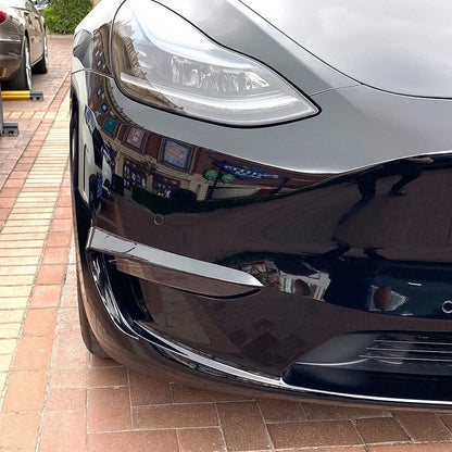 Black Front Bumper Side Canards Covers Trims for Tesla Model Y (2020–2024)