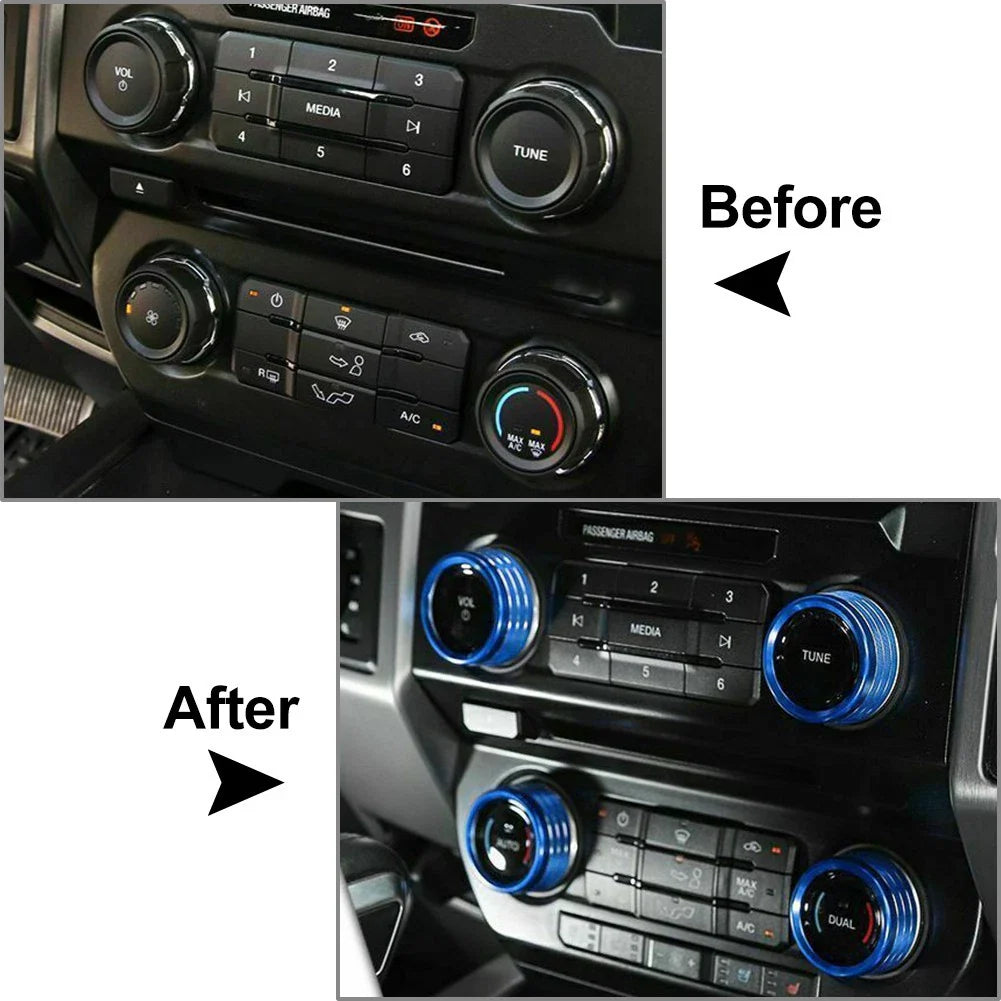 4 x Air Conditioner Switch CD Button Ring Knob Trim for Ford F150 XLT (2015-2020)