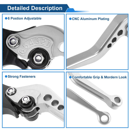 Adjustable Short Brake Clutch Levers for BMW R Nine T (2014–2016) Silver Tone