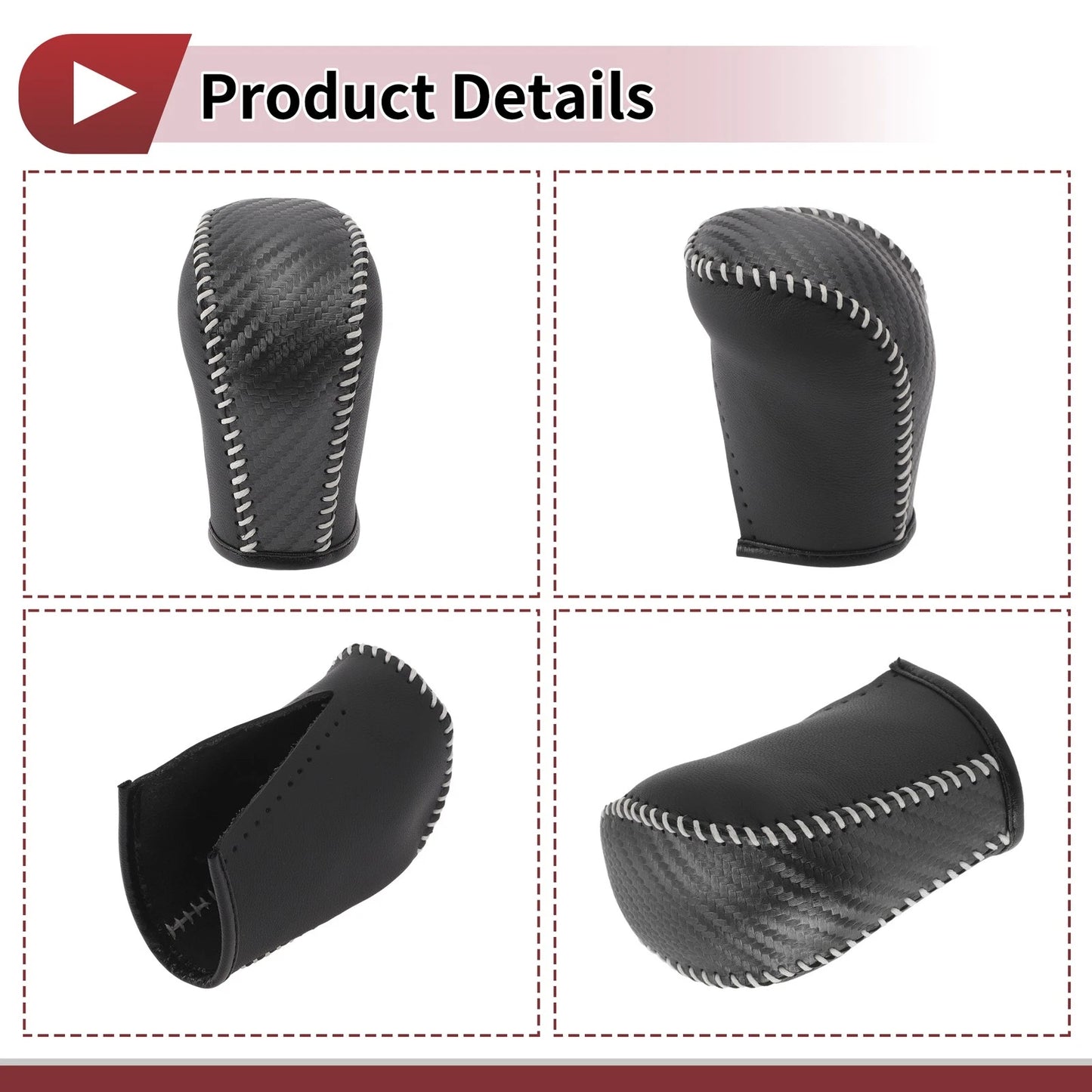 Gear Shift Knob Cover for Subaru Forester (2006–2012) Black Beige Faux Leather