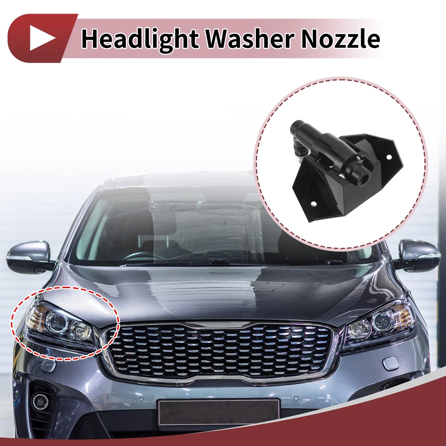 Front Passenger Side Headlight Washer Nozzle for KIA Sorento II (2009–2012) No. 986722P000